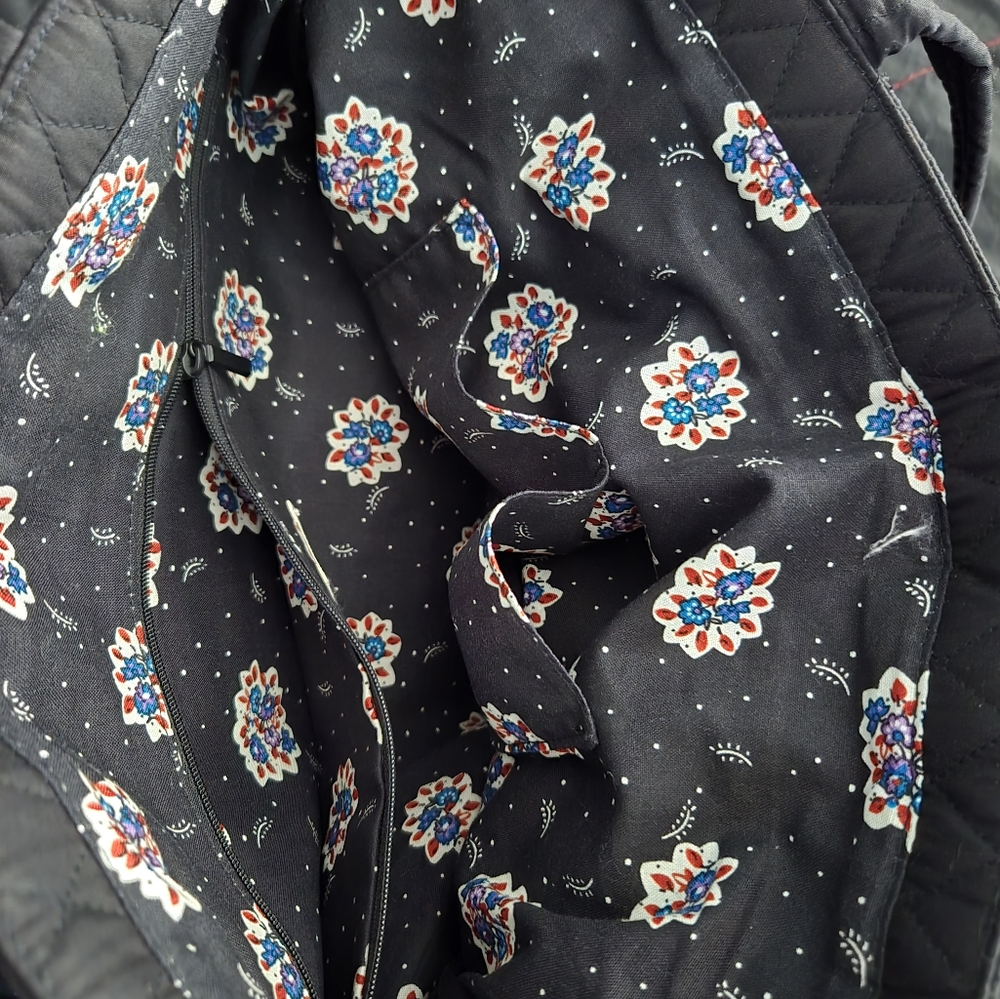 Vera Bradley Moonles Night Elegant Black Quilted Tote Bag - Picture 5 of 5
